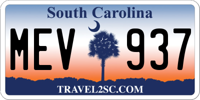 SC license plate MEV937