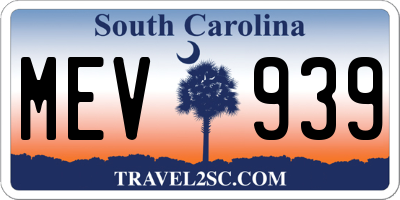 SC license plate MEV939