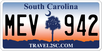SC license plate MEV942