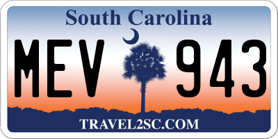SC license plate MEV943