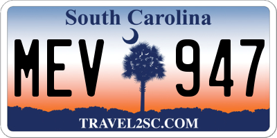 SC license plate MEV947
