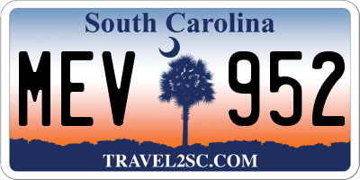 SC license plate MEV952