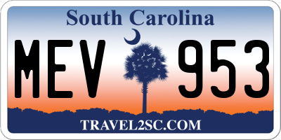 SC license plate MEV953
