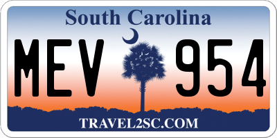 SC license plate MEV954