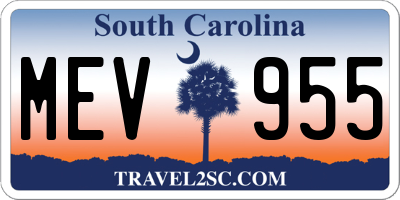 SC license plate MEV955