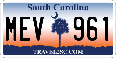 SC license plate MEV961