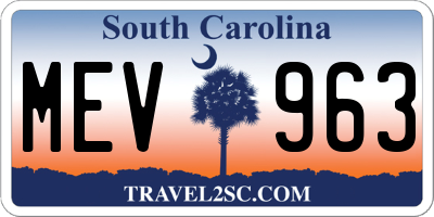 SC license plate MEV963