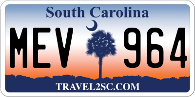 SC license plate MEV964