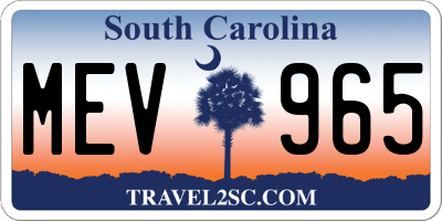 SC license plate MEV965