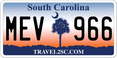 SC license plate MEV966