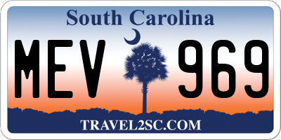 SC license plate MEV969