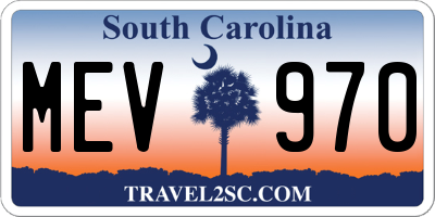 SC license plate MEV970