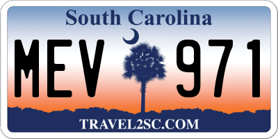 SC license plate MEV971