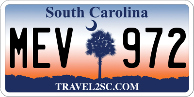 SC license plate MEV972