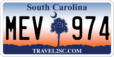 SC license plate MEV974