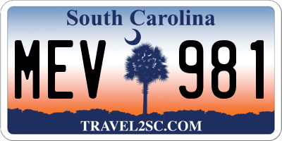 SC license plate MEV981
