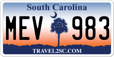 SC license plate MEV983