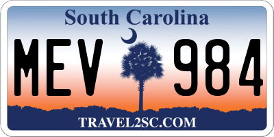 SC license plate MEV984