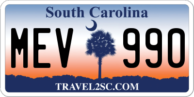 SC license plate MEV990