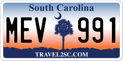 SC license plate MEV991