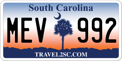 SC license plate MEV992