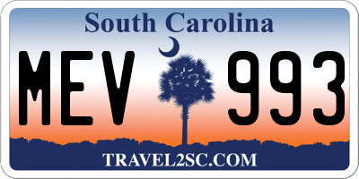 SC license plate MEV993
