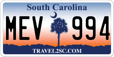 SC license plate MEV994