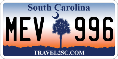SC license plate MEV996