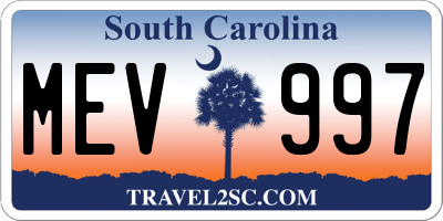 SC license plate MEV997