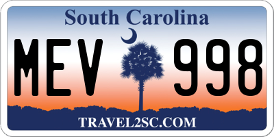 SC license plate MEV998