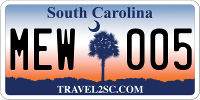 SC license plate MEW005