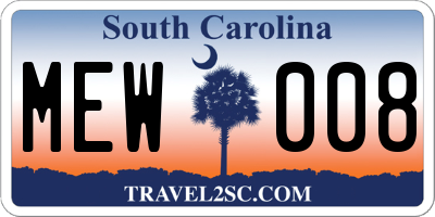 SC license plate MEW008