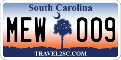 SC license plate MEW009