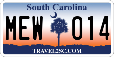 SC license plate MEW014