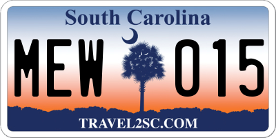 SC license plate MEW015