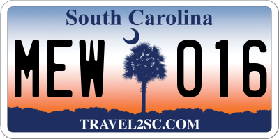 SC license plate MEW016