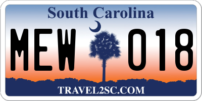 SC license plate MEW018