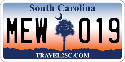 SC license plate MEW019