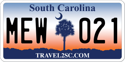 SC license plate MEW021