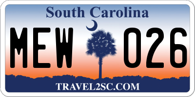 SC license plate MEW026