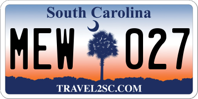 SC license plate MEW027