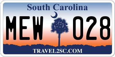 SC license plate MEW028