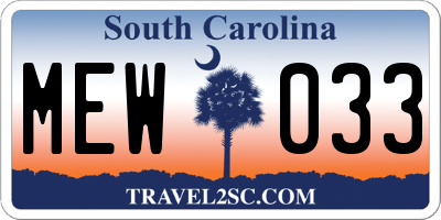 SC license plate MEW033