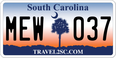 SC license plate MEW037