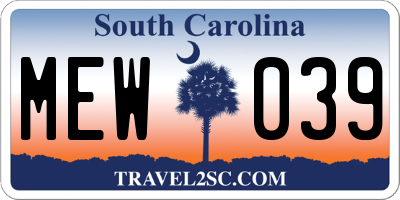 SC license plate MEW039