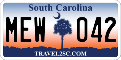 SC license plate MEW042