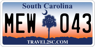 SC license plate MEW043