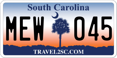 SC license plate MEW045