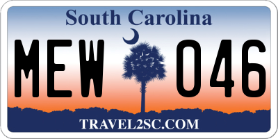 SC license plate MEW046