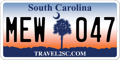 SC license plate MEW047